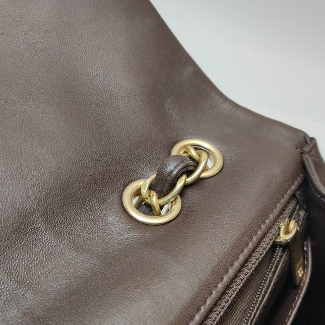 Chanel Classic Flap Jumbo Brown Lambskin Leather Single Flap Gold Hardware