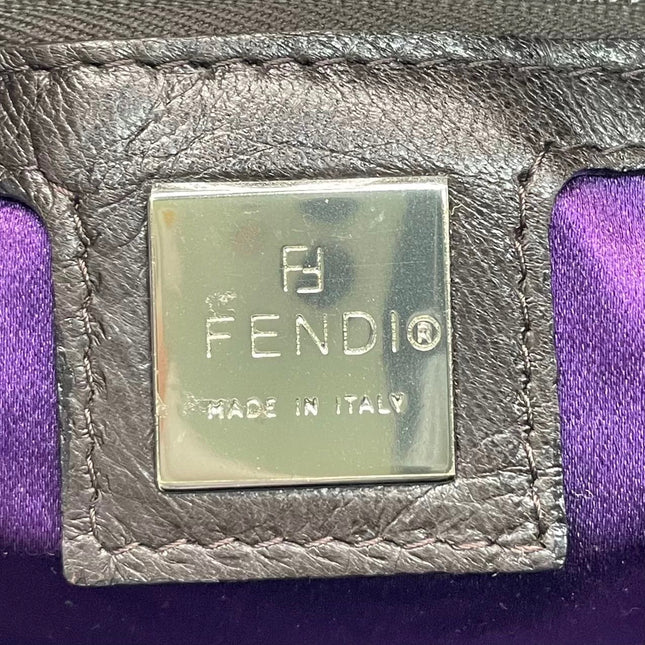 Fendi Mamma Baguette Chocolate Brown Lambskin Leather Silver Hardware