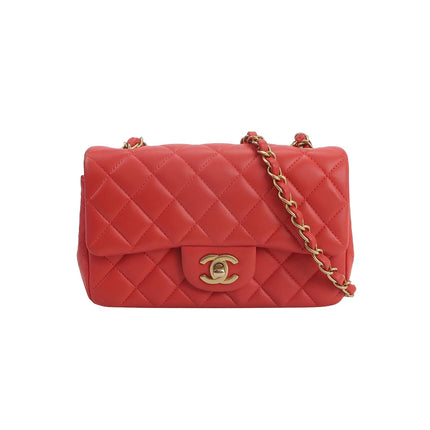 Chanel Classic Flap Mini 2019 Red Lambskin Leather Gold Hardware