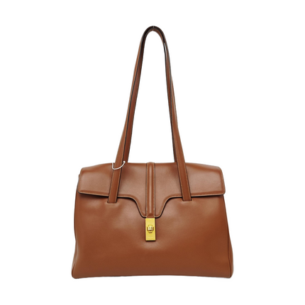 Celine Soft 16 Bag Medium Caramel Natural Tan Smooth Satin Calfskin Leather-Luxbags