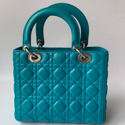 Sold Lady Dior Medium Bag Blue Cannage Lambskin Leather