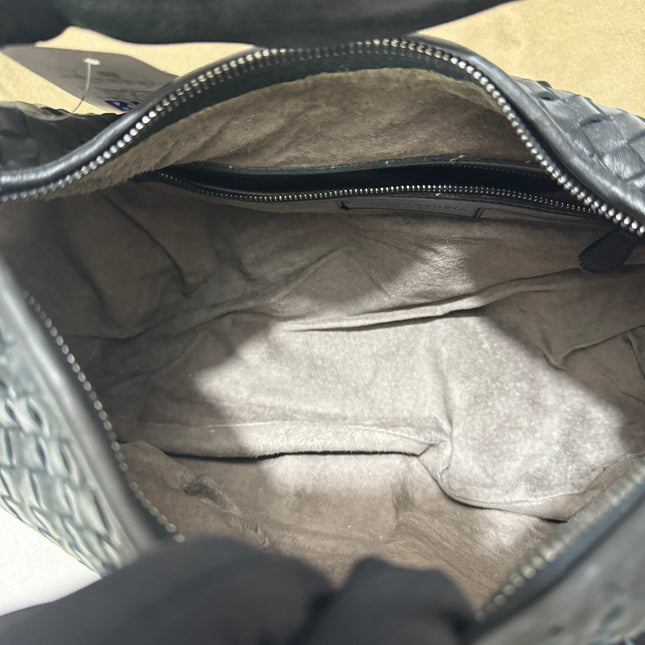 Sold Bottega Veneta Black Belly Hobo Intrecciato Nappa Leather Handbag