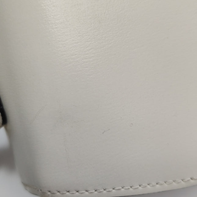 Gucci Bamboo 1947 Top Handle Bag Small White Box Leather Canvas Strap