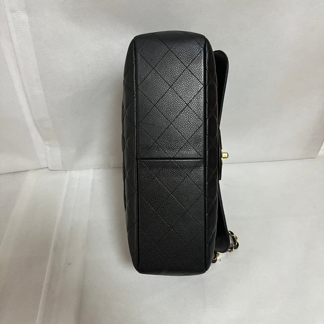 Chanel Classic Flap Jumbo 2009 Black Caviar Leather Single Flap Gold Hardware