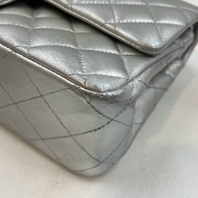 Sold Chanel Classic Flap 2010 Silver Lambskin Leather
