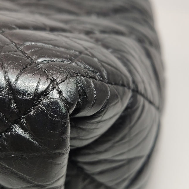 Chanel 2.55 Black Shiny Calfskin leather Tote Bag