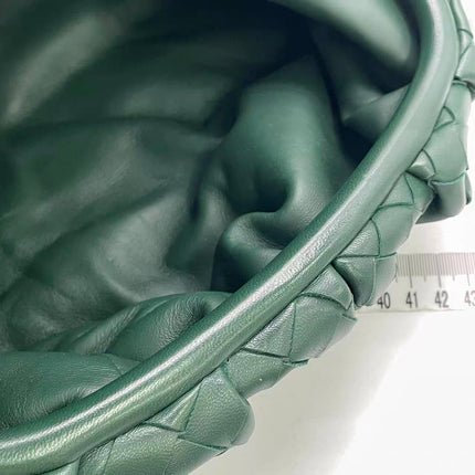 Bottega Veneta Pouch Large Intrecciato Dark Green Calfskin Leather Clutch