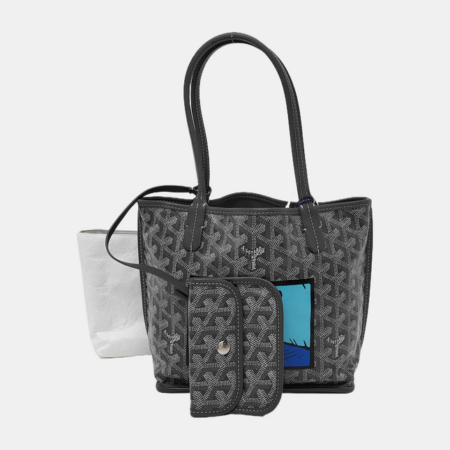 Goyard Anjou Mini Tote Grey French Bulldog Reversible Leather