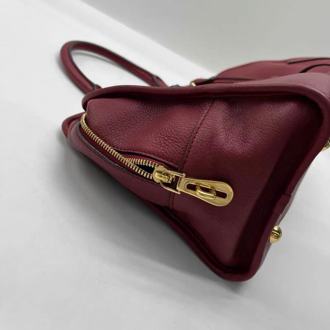 Loewe Amazona 36 Medium Burgundy Leather Dragon Lock Gold-tone Hardware