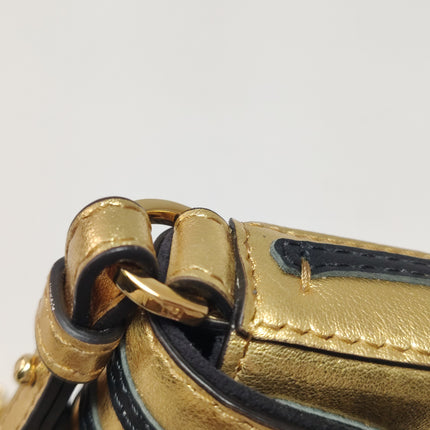 Fendi Nano Baguette Charm Gold Shiny Leather with Black Paints