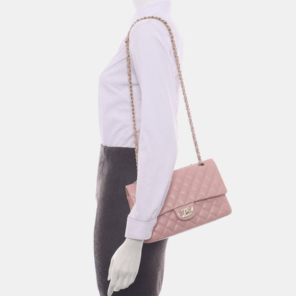 Sold Chanel Timeless Classic Flap Medium Cherry Blossom Pink Lambskin Leather Gold Hardware, 2014-2015