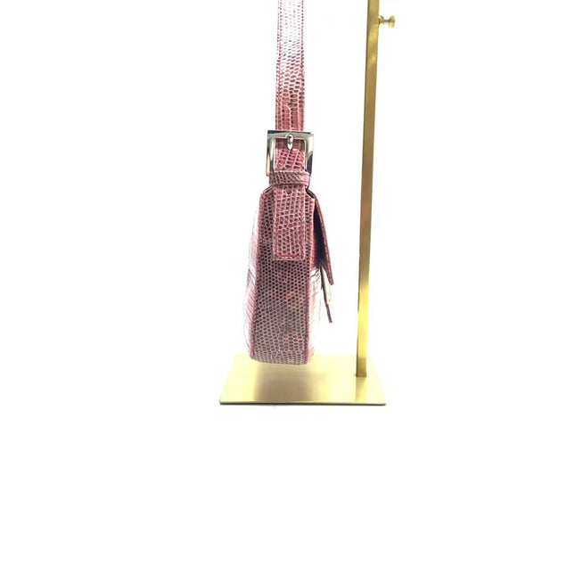 Fendi Baguette Purple Lizard Skin Leather Handbag