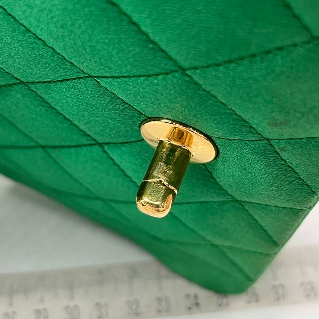 Chanel Diana Flap Bag 1990 Mini Green Silk Satin Bijou Chain