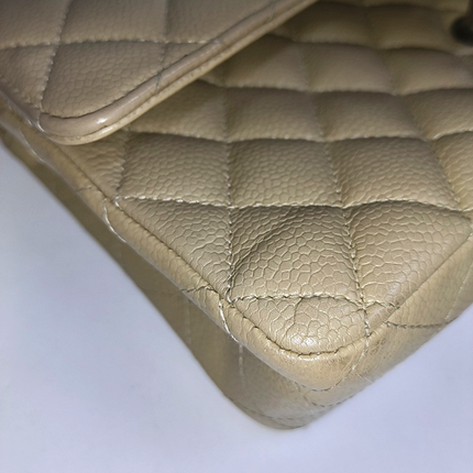 Chanel Timeless Classic Flap Medium Beige Caviar Leather Silver Hardware, 2005-2006