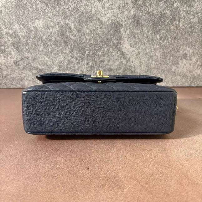 Chanel Classic Flap Small Navy Caviar Leather Gold Hardware, 2021