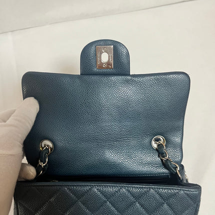 Chanel Classic Flap Rectangular Mini Navy Caviar Leather Silver Hardware 2015-16