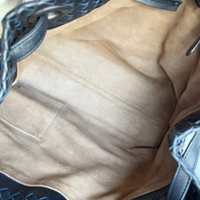 Bottega Veneta Garda Shoulder Bag Intrecciato Nappa Leather Black Large 33cm