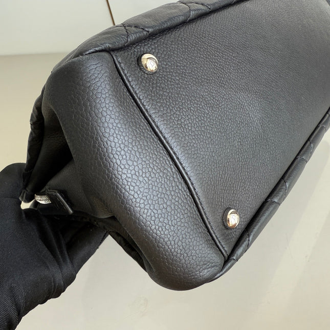 Chanel CC Logo Tote Black Soft Quilted Caviar Leather Silver Hardware 2011-2012