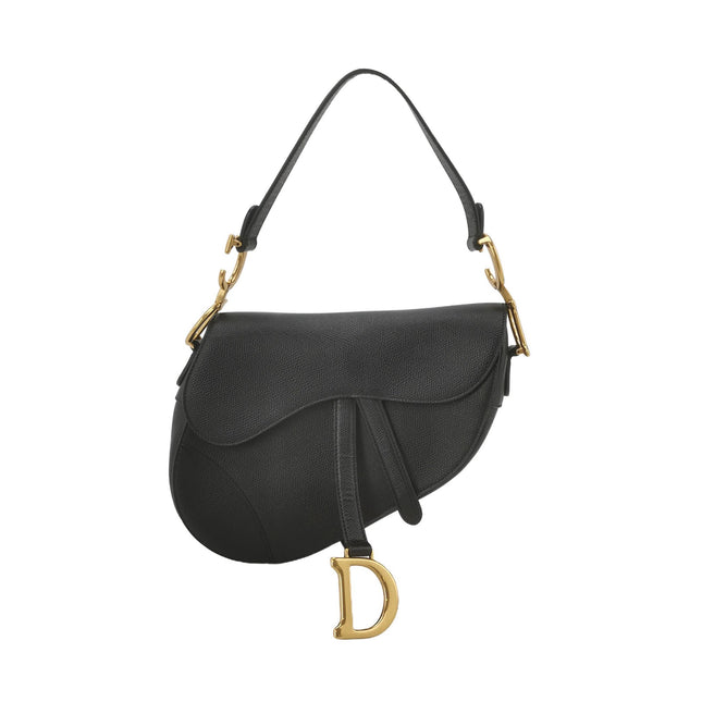 Dior Saddle 2019 Medium Grained Calfskin Leather Bag Black-Luxbags