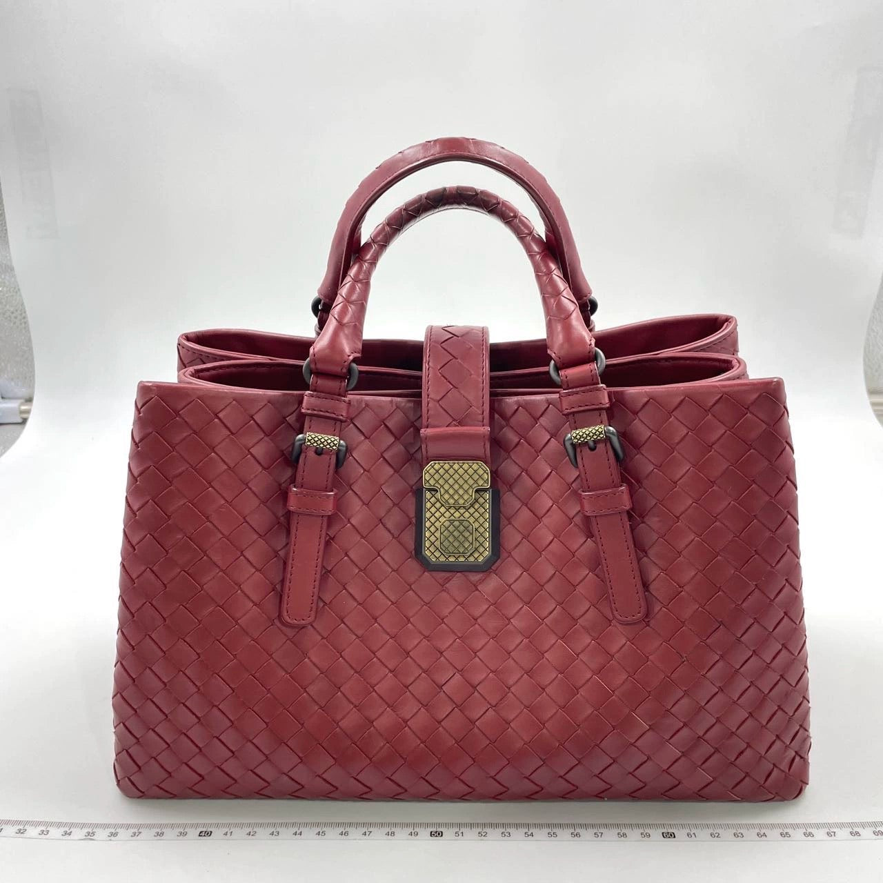 Bottega Veneta Roma Handbag Bag Intrecciato Nappa Leather Burgundy Small 30cm