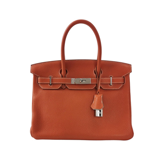 Hermes Birkin 30 Togo Leather Orange 9M Sanguine and White Palledium Hardware 2010-Luxbags