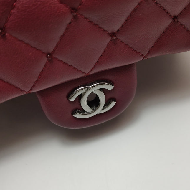 Chanel Seasonal Flap Mini Burgundy Lambskin Leather With Beads