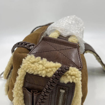 Dior Flight Medium Brown Shearling Leather Shoulder Bag