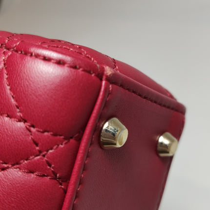 Lady Dior Mini 2020 Dark Red Lambskin Leather Gold HW Chain Strap