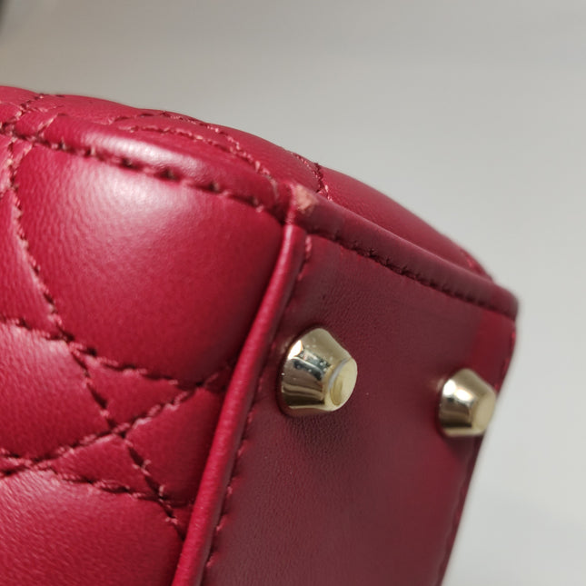 Lady Dior Mini 2020 Dark Red Lambskin Leather Gold HW Chain Strap