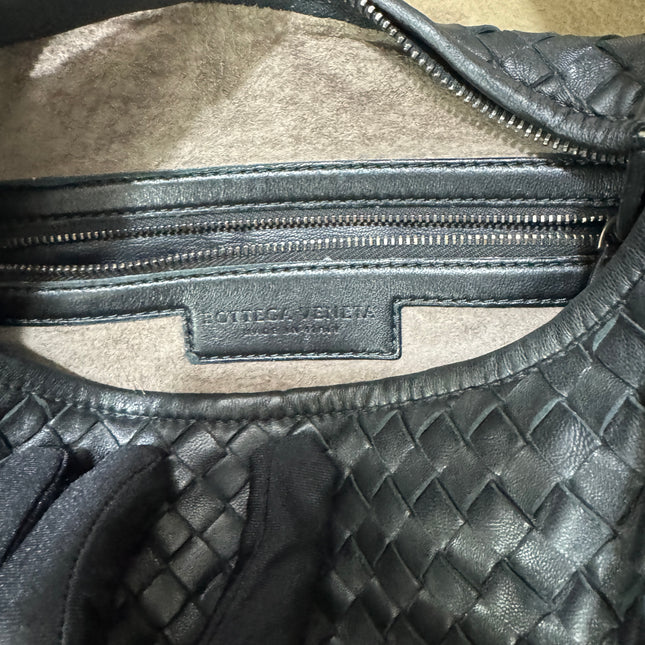 Sold Bottega Veneta Black Belly Hobo Intrecciato Nappa Leather Handbag