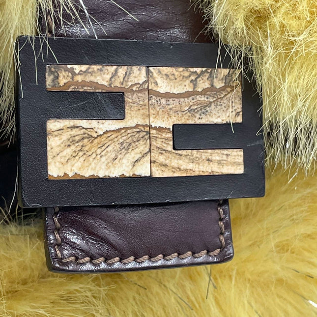 Sold Fendi Baguette Yellow Furry Shoulder Bag