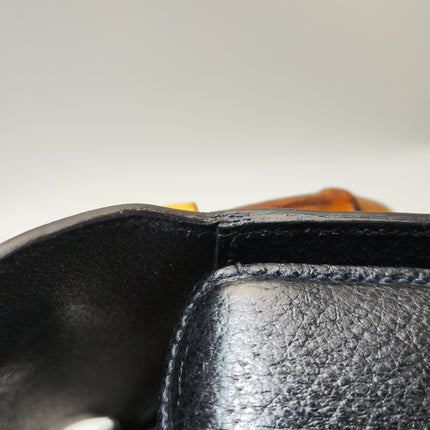 Gucci Bamboo 1947 Small Black Grained Leather Top Handle Bag