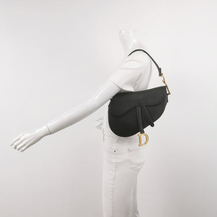 Dior Saddle 2019 Medium Grained Calfskin Leather Bag Black