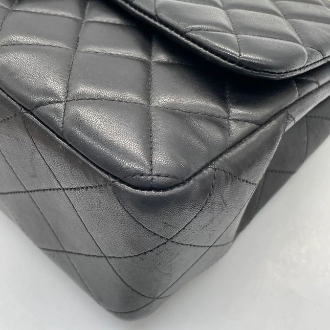 Chanel Classic Flap Jumbo Black Lambskin Leather Single Flap Gold Hardware 2010-11