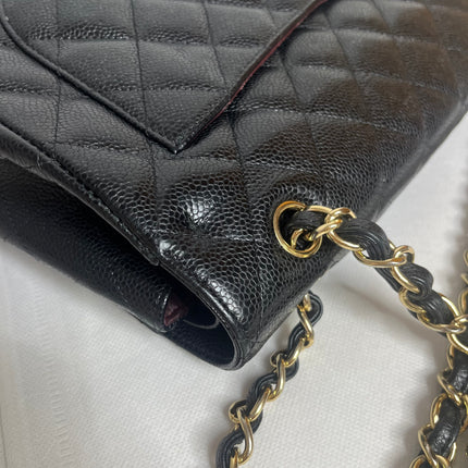 Chanel Classic Flap Maxi 2011 Black Caviar Leather Double Flap with Gold Hardware