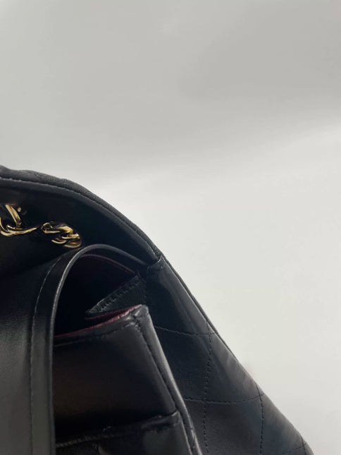 Sold Chanel Classic Flap Jumbo 2012 Black Lambskin Leather Double Flap with Gold Hardware