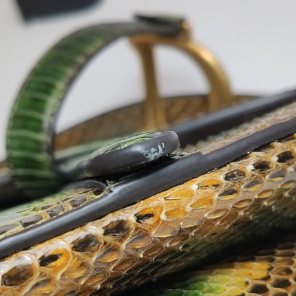 Dior Saddle Medium Green and Brown Snake-Skin Leather Bag
