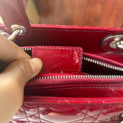 Sold Lady Dior Medium Bag Red Patent Leather SKU 0194