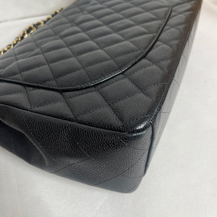 Chanel Classic Flap Maxi 2011 Black Caviar Leather Double Flap with Gold Hardware