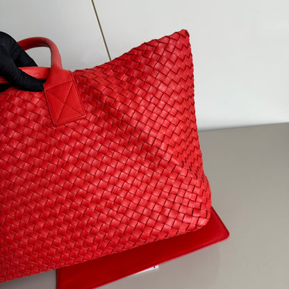 Bottega Veneta Cabat Large Intreccio Red Leather 40cm