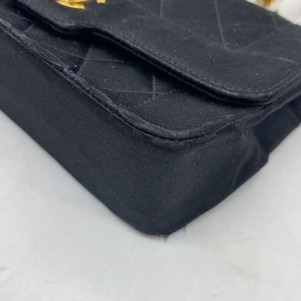 Chanel Diana Flap Bag Mini Black Silk Satin Bijou Chain