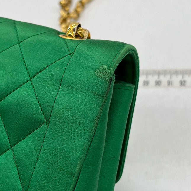 Chanel Diana Flap Bag 1990 Mini Green Silk Satin Bijou Chain