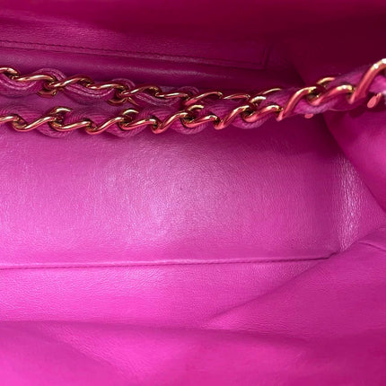 Chanel RARE Vintage Classic Maxi 34 Flap Hot Pink Denim Giant CC 24 Gold Hardware