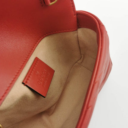 Sold Gucci Marmont Super Mini Flap Leather Bag Red Leather