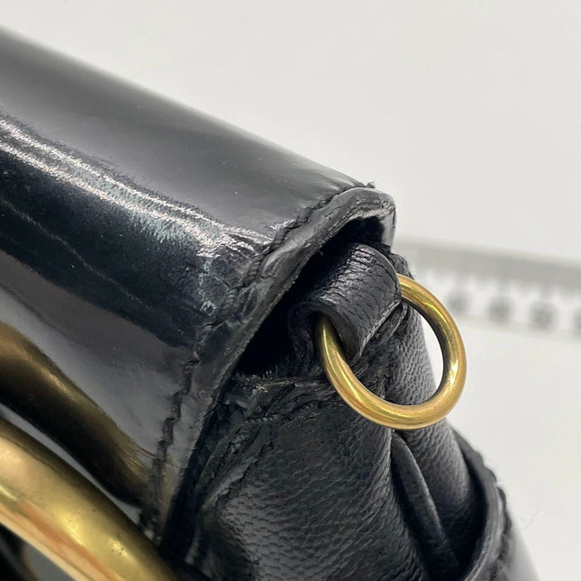 Gucci Horsebit 1955 Chain Large Black Leather and Patent Leather Shoulder Bag