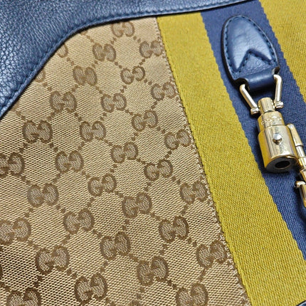Gucci Jackie 1961 Soft Medium Navy Leather and Monogram