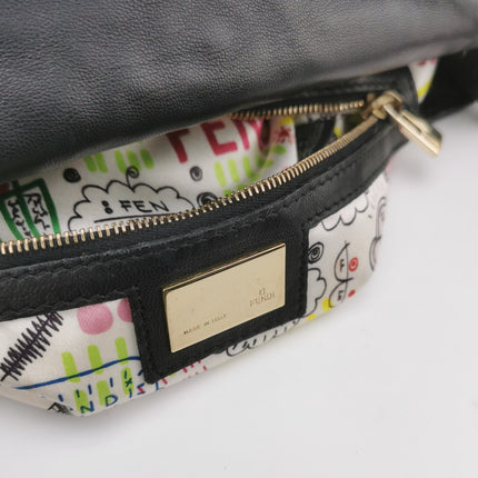 Fendi Baguette 1997 Re-edition 3D Embossed Black Leather Shoulder bag