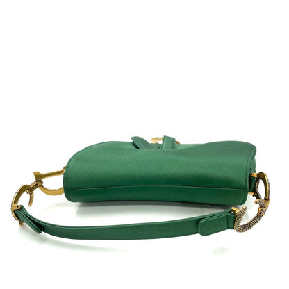 Dior Saddle Mini 2019 Silk Emerald Green with crystals