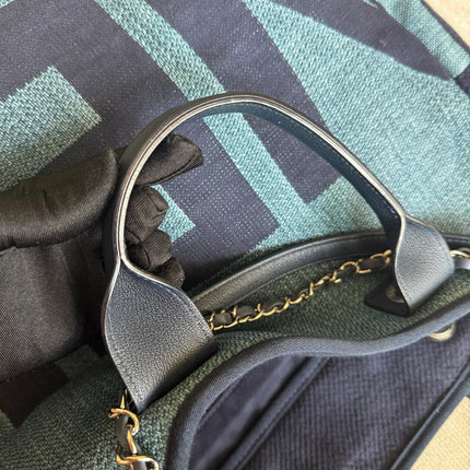 Chanel Deauville Tote Medium Navy Denim Top Handle