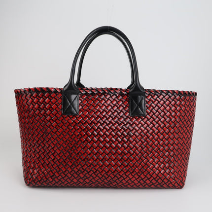 Bottega Veneta Cabat Large Intreccio Burgundy Patent Leather 40cm